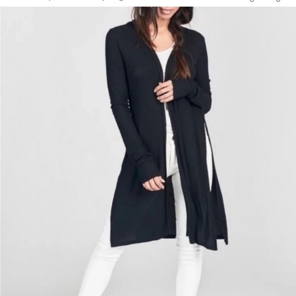 Joah Brown Sweaters - Joah Brown Luna Side Slit Black Rib Knit Cardigan Long Sleeve Women's M/L
